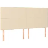 vidaXL Hoofdbord crème 180x5x118/128 cm stof