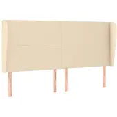 vidaXL Hoofdbord met randen 183x23x118/128 cm stof crèmekleurig