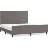 vidaXL Bedframe met hoofdbord kunstleer grijs 160x200 cm