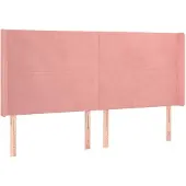 vidaXL Hoofdbord met randen 183x16x118/128 cm fluweel roze