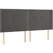 vidaXL Hoofdbord met randen 183x16x118/128 cm fluweel donkergrijs