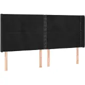 vidaXL Hoofdbord met randen 203x16x118/128 cm fluweel zwart