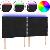 vidaXL Hoofdbord LED 180x5x118/128 cm fluweel zwart