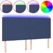 vidaXL Hoofdbord LED 200x5x118/128 cm stof blauw
