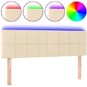 vidaXL Hoofdbord LED 144x5x78/88 cm stof crèmekleurig