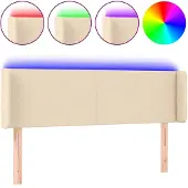 vidaXL Hoofdbord LED 147x16x78/88 cm stof crèmekleurig