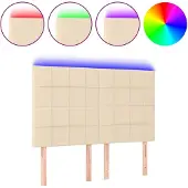 vidaXL Hoofdbord LED 144x5x118/128 cm stof crèmekleurig