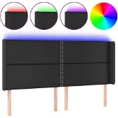 vidaXL Hoofdbord LED 183x16x118/128 cm kunstleer zwart