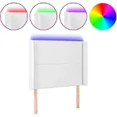 vidaXL Hoofdbord LED 103x16x118/128 cm kunstleer wit