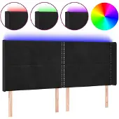 vidaXL Hoofdbord LED 183x16x118/128 cm fluweel zwart