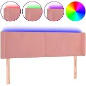 vidaXL Hoofdbord LED 147x16x78/88 cm fluweel roze