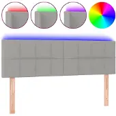 vidaXL Hoofdbord LED 144x5x78/88 cm stof lichtgrijs