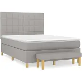 vidaXL Boxspring met matras stof lichtgrijs 140x200 cm