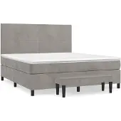 vidaXL Boxspring met matras fluweel lichtgrijs 160x200 cm