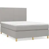 vidaXL Boxspring met matras stof lichtgrijs 140x200 cm