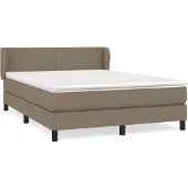 vidaXL Boxspring met matras stof taupe 140x200 cm