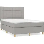 vidaXL Boxspring met matras stof lichtgrijs 140x190 cm