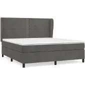vidaXL Boxspring met matras fluweel donkergrijs 180x200 cm