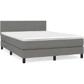 vidaXL Boxspring met matras stof donkergrijs 140x200 cm