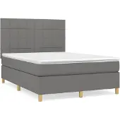 vidaXL Boxspring met matras stof donkergrijs 140x190 cm
