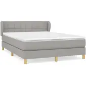 vidaXL Boxspring met matras stof lichtgrijs 140x190 cm