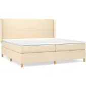 vidaXL Boxspring met matras stof crèmekleurig 200x200 cm