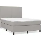 vidaXL Boxspring met matras stof lichtgrijs 140x190 cm