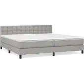 vidaXL Boxspring met matras stof lichtgrijs 200x200 cm