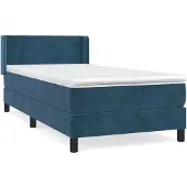 vidaXL Boxspringbed met matras, donkerblauw, 90x190 cm, fluweel