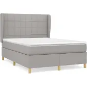 vidaXL Boxspring met matras stof lichtgrijs 140x190 cm