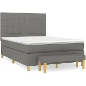 vidaXL Boxspring met matras stof donkergrijs 140x200 cm