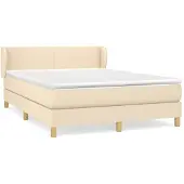 vidaXL Boxspring met matras stof crèmekleurig 140x190 cm