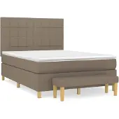 vidaXL Boxspring met matras stof taupe 140x200 cm