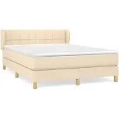 vidaXL Boxspring met matras stof crèmekleurig 140x200 cm