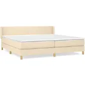 vidaXL Boxspring met matras stof crèmekleurig 200x200 cm