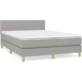 vidaXL Boxspring met matras stof lichtgrijs 140x200 cm