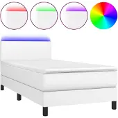 vidaXL Boxspring met matras en LED kunstleer wit 80x200 cm