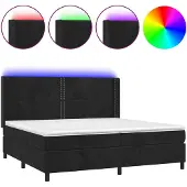 vidaXL Boxspring met matras en LED fluweel zwart 200x200 cm