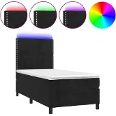 vidaXL Boxspring met matras en LED fluweel zwart 100x200 cm