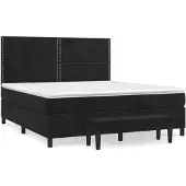vidaXL Boxspring met matras fluweel zwart 180x200 cm