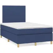 vidaXL Boxspring met matras stof blauw 120x200 cm