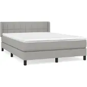 vidaXL Boxspring met matras stof lichtgrijs 140x190 cm