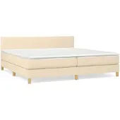 vidaXL Boxspring met matras stof crèmekleurig 200x200 cm