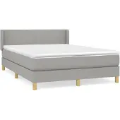 vidaXL Boxspring met matras stof lichtgrijs 140x200 cm