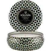 Voluspa Maison Noir 3-wick Tin geurkaars 40 uur French Linen