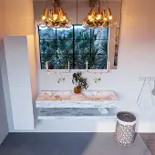 Mondiaz Alan DLux planchet 130cm met wastafel dubbel zonder kraangat glace