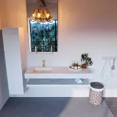 Mondiaz Alan DLux planchet 150cm met wastafel links 1 kraangat opalo