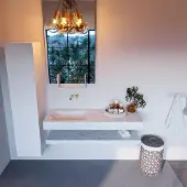 Mondiaz Alan DLux planchet 130cm met wastafel links zonder kraangat opalo