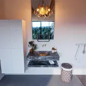 Mondiaz Alan DLux planchet 90cm met wastafel midden zonder kraangat lava