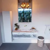 Mondiaz Alan DLux planchet 120cm met wastafel midden zonder kraangat glace